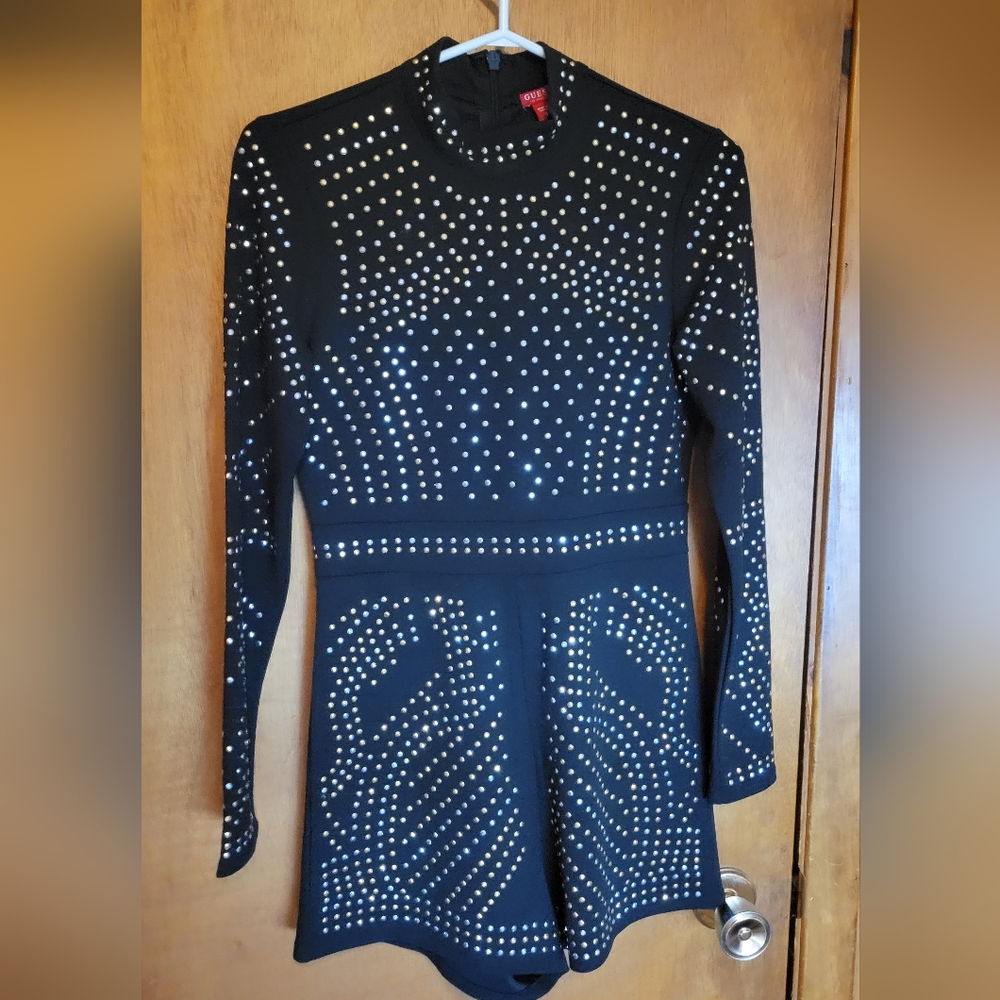 Guess Bejeweled Rhinestone Romper Small-medium fit